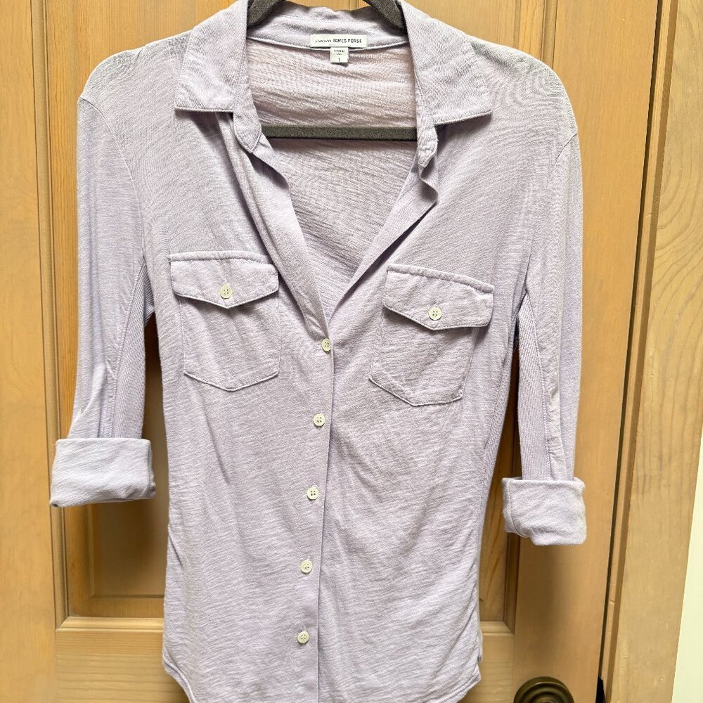 James Perse Lilac ¾ Sleeve button Down Top - Size 1